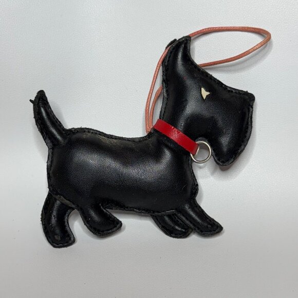 Black Faux-Leather Scottie Dog Scottish Terrier Christmas Ornament - Picture 2 of 6
